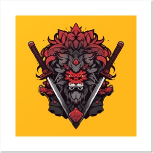 samurai lion Posters and Art